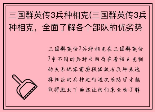 三国群英传3兵种相克(三国群英传3兵种相克，全面了解各个部队的优劣势)