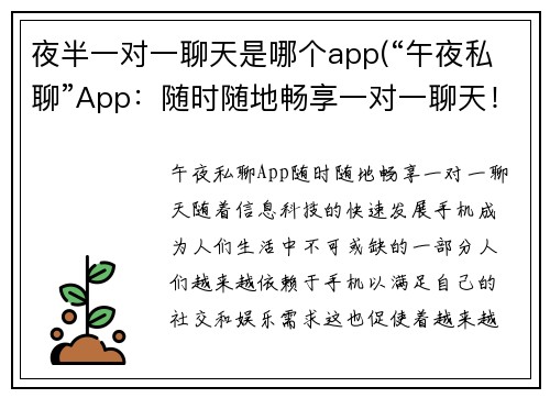 夜半一对一聊天是哪个app(“午夜私聊”App：随时随地畅享一对一聊天！)